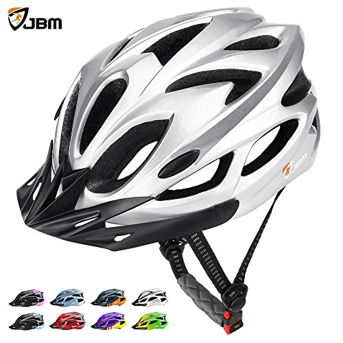 JBM international JBM Adult Cycling Bike Helmet Specialized for Mens Womens Safety Protection Red/Blue/Yellow (Silver, Adult)