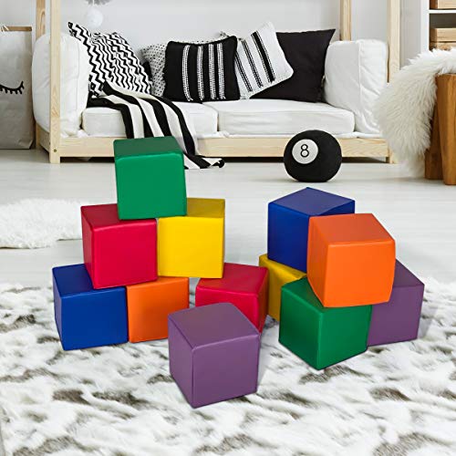 image for Costzon Soft Blocks, Toddler Block Playset, Premium PU Leather Stackin