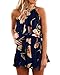 Pxmoda Women's Floral Print High Neck Pleated Romper Dress Overlay Jumpsuit