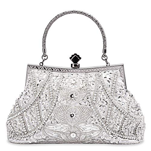 Vintage Style Beaded and Sequined-silver