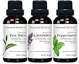 NaturalRiches Aromatherapy Essential Oil Kit - Therapeutic Grade - Peppermint Essential Oil, Lavender Essential Oil & Tea Tree Essential Oil - Pack of 3-1 fl oz Each