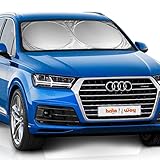 Car Windshield Sunshade - Large Sun shade UV Auto Protector - Drastically Reduces Dashboard Interior Temperatures - Fits Most Universal Vehicle Vans Minivan SUV and Truck