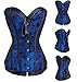 Alivila.Y Fashion Womens Sexy Vintage Gothic Dotted Corset Bustier 2043-Blue-5XL