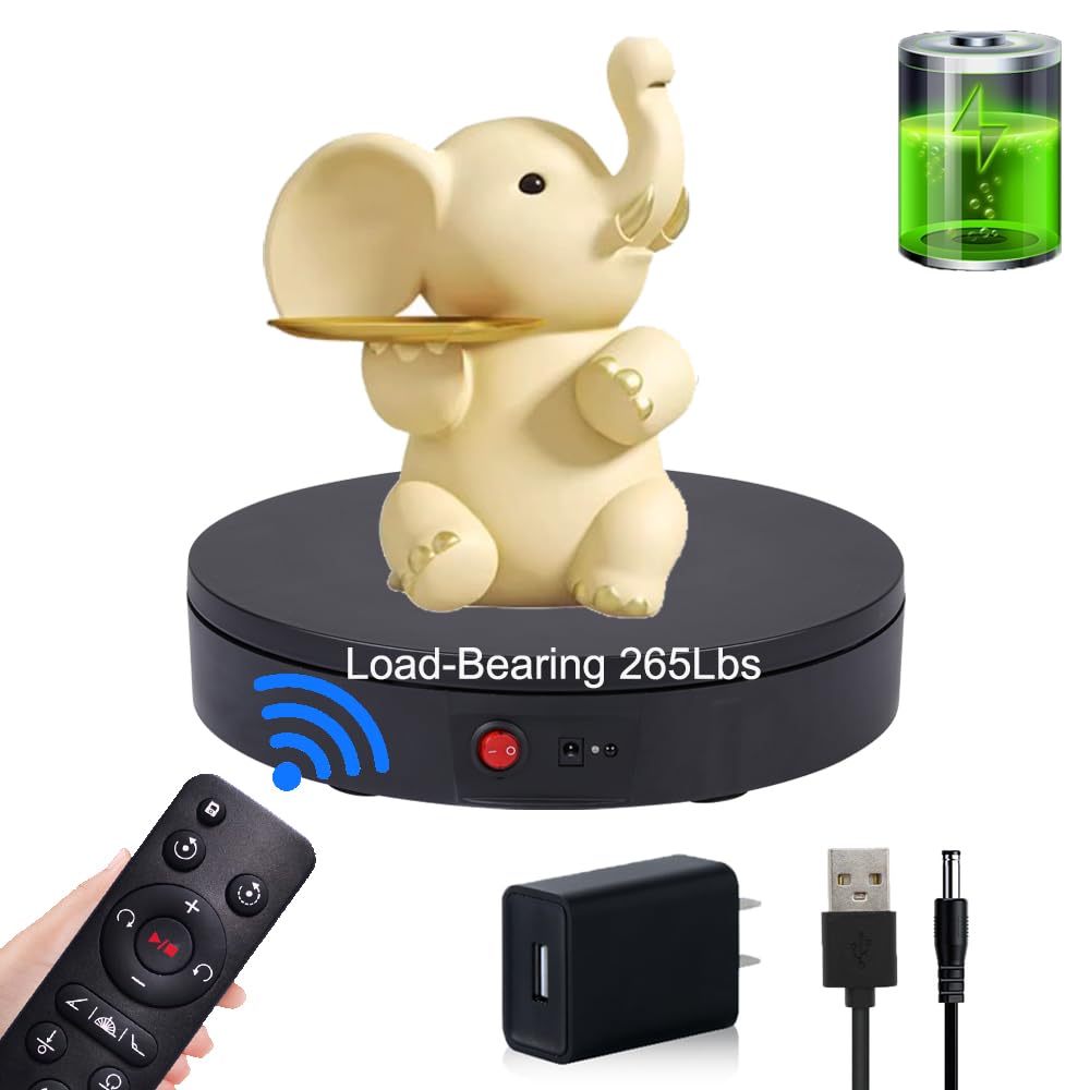 Photo 1 of JAYEGT Motorized Rotating Display Stand,360 Degree Electric Rotating Photography Turntable for Products Display?Video Show, Live Show?Remote Control (Black / 11.8inch / 265 Lbs Load/Rechargeable)