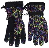 N'Ice Caps Girls Neon Hearts Thinsulate and Waterproof Outdoors Ski Gloves (10-12 Years, Black/Multi)