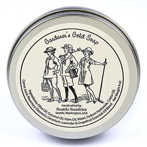 Gardeners Gold Soap-100% Natural Skin Care Bar. Scented with Essential Oils. One 4 oz Bar in a Handy Travel Gift Tin. Great For Green Thumb, Plant, Gardening Fans.