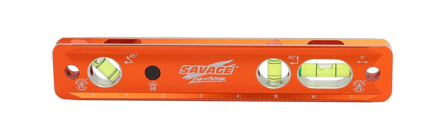 Swanson Tool Co TLL049M Savage Lightning Aluminum Torpedo Magnetic Illuminated Levels, 9", 3 Vials, Orange Aluminum