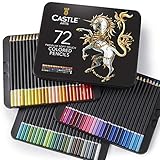 Castle Art Supplies 72 Colored Pencils Set for Coloring Books - New and Improved Premium Artist Soft Series Lead with Vibrant Colors
