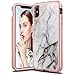 LEAPTECH Hybrid iPhone Xs Max Case, Marble Pattern 3 in 1 Heavy Duty Shockproof Fit TPU and Hard PC Protective Armor Phone Case Cover Compatible for iPhone Xs Max (2018) 6.5 inch (Off-White)