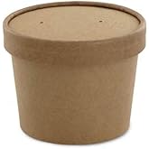 Eco Friendly Kraft Soup Bowls | Kraft Disposable Food Cups with Lid | Brown Containers - Soup Cups Great for Restaurants, Take-Outs, Or Disposable Soup Bowls To Go Lunch (25/Pack) (Kraft, 8 oz)