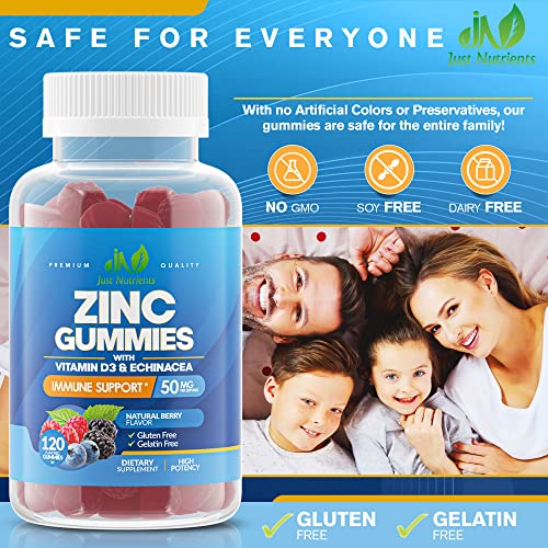 Zinc Citrate 50mg Gummies with Vitamin D3 and Echinacea (120 Gummies
