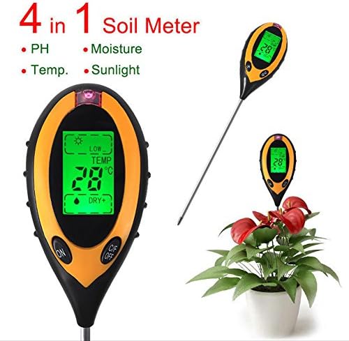 Soil tester kit 4-in-1, measure Moisture, pH Value, Light Sensor and Soil Temperature for plants