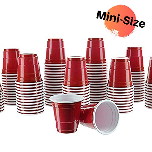 PARTY BARGAINS 2oz Plastic Shot Glasses (120 Pack) Mini Red
