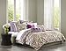 Echo Vineyard Paisley Modern Linen Down Throw Pillow , Global Inspired Embroidered Square Fashion Decorative Pillow , 18X18 , Vivid Viola