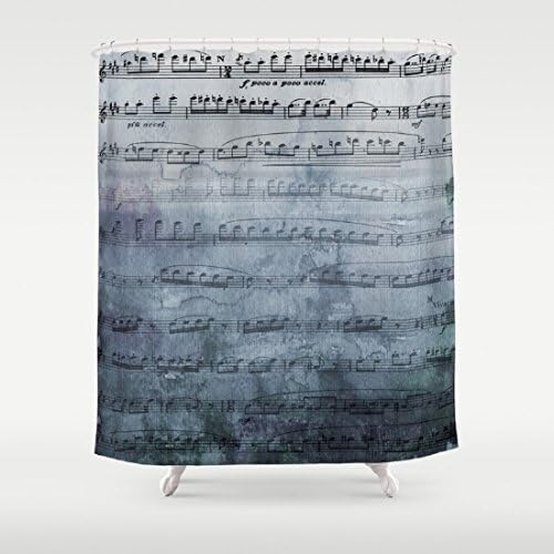 Gray Watercolor Music Shower Curtain
