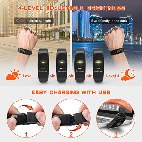 ELEGIANT 2019 Version Newest Color Screen Fitness Tracker HR, IP67 Waterproof Activity Trackers Watch with Heart Rate and Sleep Monitor, Smart Band Calorie Counter, GPS Pedometer for Men Women - Thumbnail 4