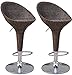 HOMCOM Adjustable Bar Stools Set of 2, Rattan Bar Height Barstools with Swivel for Pub Counter Kitchen