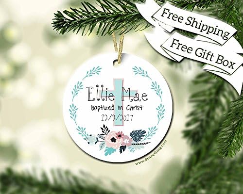Girl Baptism Gift Ornament, Christening Gift for Baby Girl, Personalized Christmas Ornament