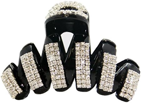 JCPeniel Womens Large Fancy Good Quality Rhinestones Claw Clip Jaw Clips For Thick Hair,One size,Black