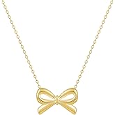 Pevoria 18k Gold Plated Necklaces for Women Dainty Minimalist Pendant Bow Necklace Gifts for Her 18 Inch Chain Comfortable Non Tarnish