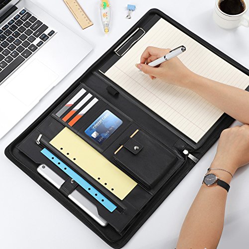 AHGXG Padfolio Portfolio with Letter-Sized Notepad, Business Zippered Portfolio Binder Interview Resume Document Organizer, Internal Holders For iPad/Tablet (up to 10.1"), Phone & Business Cards - Thumbnail 5