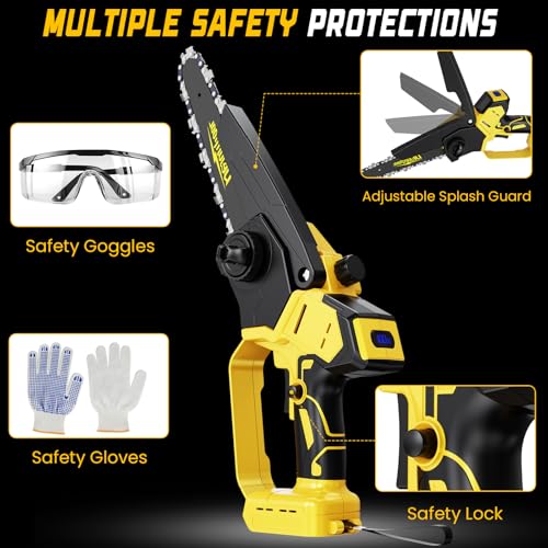 Cordless Mini Chainsaw Compatible with Dewalt 20V MAX Battery, 6 Inch & 8 Inch Small Electric Chainsaw Brushless, Auto Oiler, Handheld Pruning Tree Saw Gift for Men Dad Husband Fathers (Tool Only)