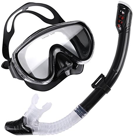 Dry Snorkel Set, Trofong Easybreath Snorkeling Gear Scuba Diving with Tempered Glass Diving Mask Anti-Fog Lens Comfortable Silicone Skirt
