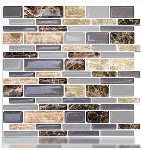 Premium Peel and Stick Tile for Kitchen Backsplash,Self Adhesive Stick On Backsplash Wall Tiles for Bathroom-10" x 10" (6 Sheets)