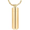 Imrsanl Cremation Jewelry for Ashes Pendant Urn Necklace Cylinder with Glass Vial Keepsake Ashes Memorial Jewelry