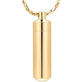 Imrsanl Cremation Jewelry for Ashes Pendant Urn Necklace Cylinder with Glass Vial Keepsake Ashes Memorial Jewelry