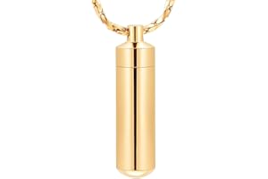 Imrsanl Cremation Jewelry for Ashes Pendant Urn Necklace Cylinder with Glass Vial Keepsake Ashes Memorial Jewelry
