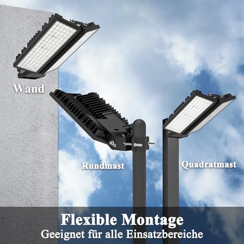 HOPEDAMAI 200 W Outdoor LED Spotlight with Adjustable 2 Heads, 28000 LM Street Light Mast Light Lamp 6500 K Floodlight Adjustable Angle IP67 Waterproof 230 V LED Street Light for Garden