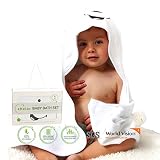 Luxury Bamboo Baby Bath Set | Hooded Towel with Ears & 2 Washcloths | Organic, Ultra Soft, Extra Large | Perfect Shower Gift for Newborn, Infant, Toddler | Bonus Laundry Bag | ZHELAR