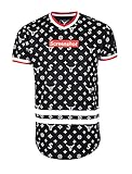 SCREENSHOTBRAND-S11781 Mens Hipster Hip-Hop Premium Tees - Stylish Longline Fashion Jersey T-Shirt Logo Pattern - Black - Medium