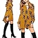 Lemon Retro Print Floral Swing Boho Style Loose Summer Dresses for Women (Yellow-S)