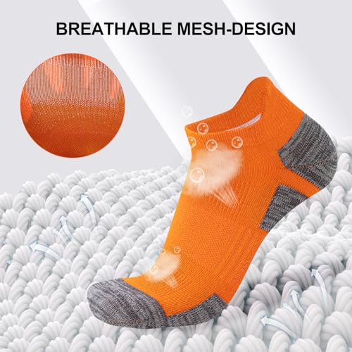 SockWaddles Trainer Socks for Men, 6 Pairs Cushioned Cotton Ankle Socks with Arch Support for Running, Walking, Hiking, Cycling, Breathable Anti-Blister