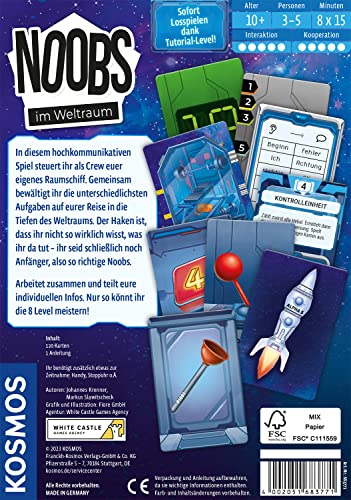 Kosmos 683771 Noobs - Im Weltraum, Meistert gemeinsam Weltraum-Missionen, lustiges und kommunikatives Kartenspiel, für 3-5 Personen, ab 10 Jahre, Partyspiel, Reisespiel, Mitbringsel, kleines Geschenk 2