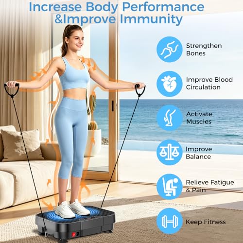 Vibration Plate Exercise Machine Vibration Plate for Lymphatic Drainage Weight Loss,Muscle Activation Fat Burner for Women Men