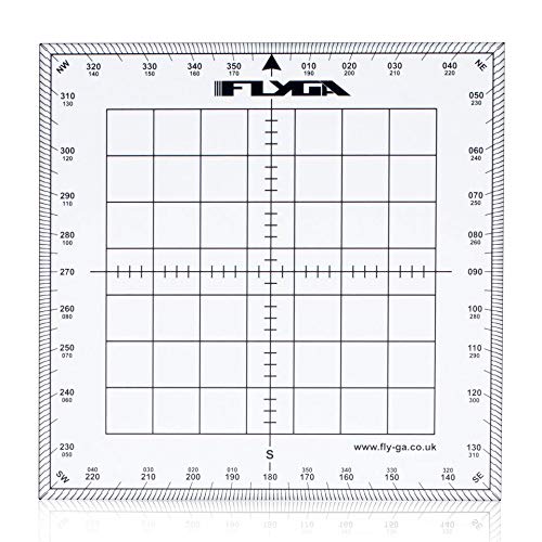 FlyGA Map Navigation Protractor (Square) - For LAPL, PPL(A), PPL(H) & CPL Aviation Pilots + Marine, Boating & Sailing Captains