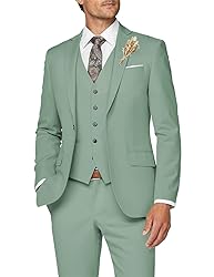 Wangyue Mens Suit 3 Piece Slim Fit Wedding Suits