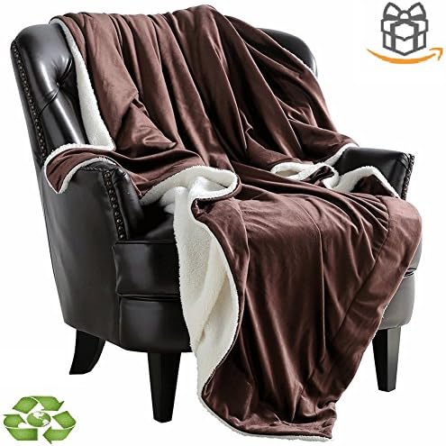 Blanket Throw Fleece Reversible Soft Warm Sherpa Throws For Bed Covers Oversized Plush Comfort Microfiber Velvet Blankets, 60x80 Inch Brown