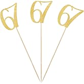 Gold Glitter 67th Birthday Centerpiece Sticks, 12-Pack Number 67 Table Topper Anniversary Party Decorations