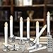 CelebrationLight 10 Pack Flameless Taper Candles with Remote/Timer, Battery Operated Flickering LED Window Candles, Vintage Christmas Electric Fake Candlesticks, Silver Holder