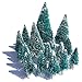 Mini Snow Globe Christmas Trees Tabletop Fake Bottle Brush Pine Trees Decor Craft Xmas Village Flocked Trees Party Decoration DIY Accessories Up to 4-7/8’’ Bluish Green16PCS with White Plastic Base