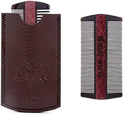 Beard Comb for Men, Sandalwood Pocket Comb for Beard and Mustache, Thick &amp; Thin Teeth Comb by Woods World(Rosewood)