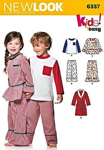 Simplicity New Look Kids Easy Pattern 6337 Boys and Girls Tops and Pajamas with Robe Sizes 3-4-5-6-7-8