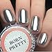 Born Pretty 2 Box Mirror Powder Gold Silver Pigment Nail Glitter Nail Art Chrome Powder with Matching Brushes Silver and Gold