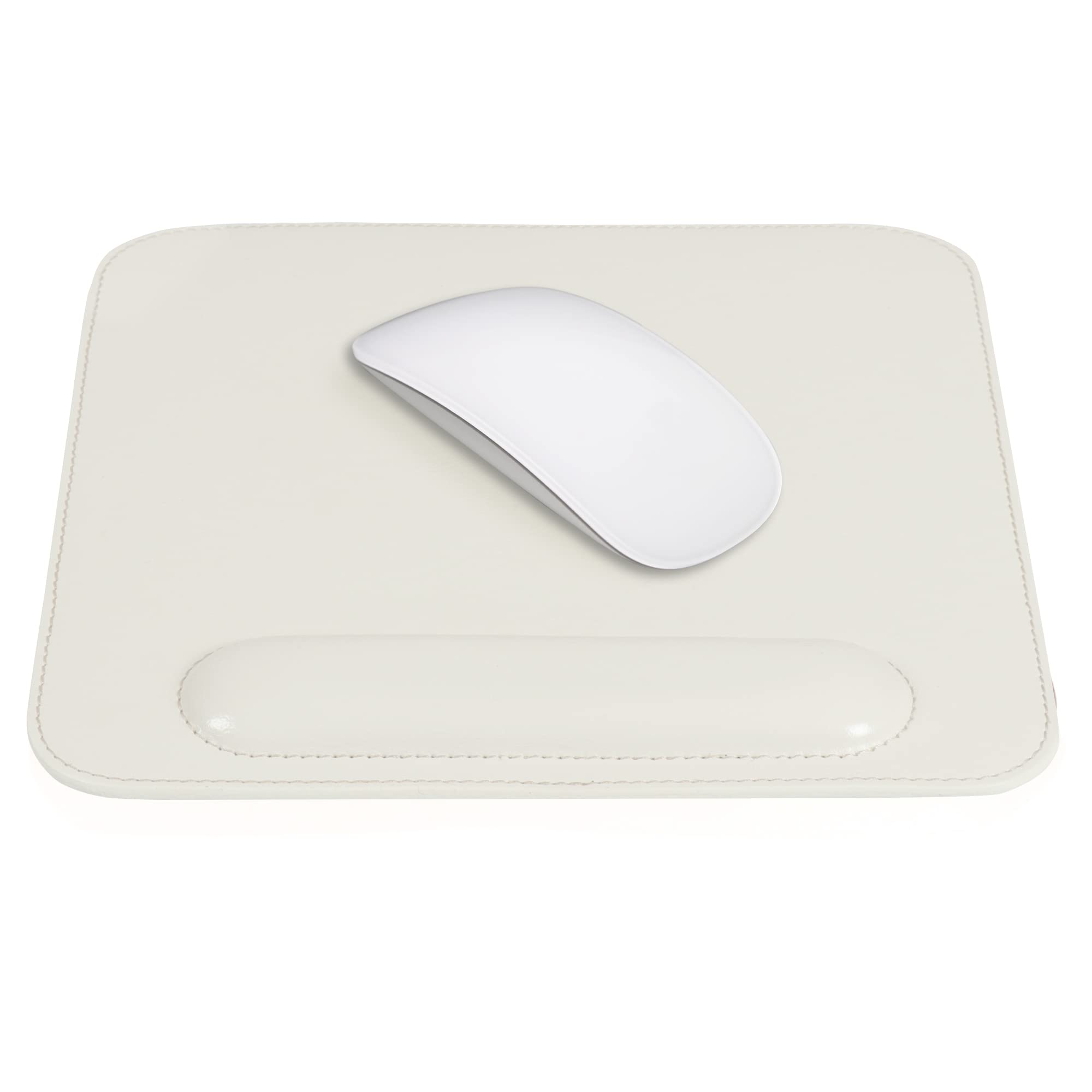 LONDO Leather Mousepad, PU Leather - Mouse Pad is crafted with fine and durable stitching - White