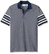 Lacoste Men's Short Sleeve Pique w/ Waffle Stripe Reg Fit Polo-PH2016, Ship/White, 4