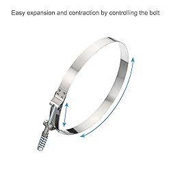 PATIKIL T-Bolt Hose Clamps with Spring, 2 Pack 304